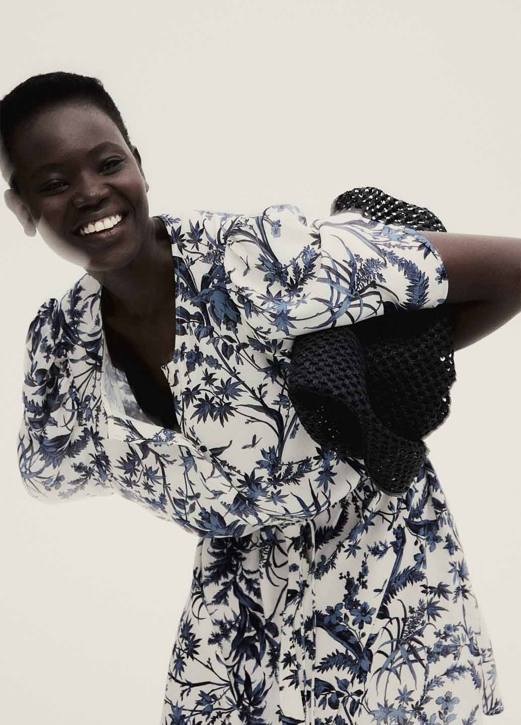 Світло-синя кежуал сукня а-силует H&M з квітковим принтом