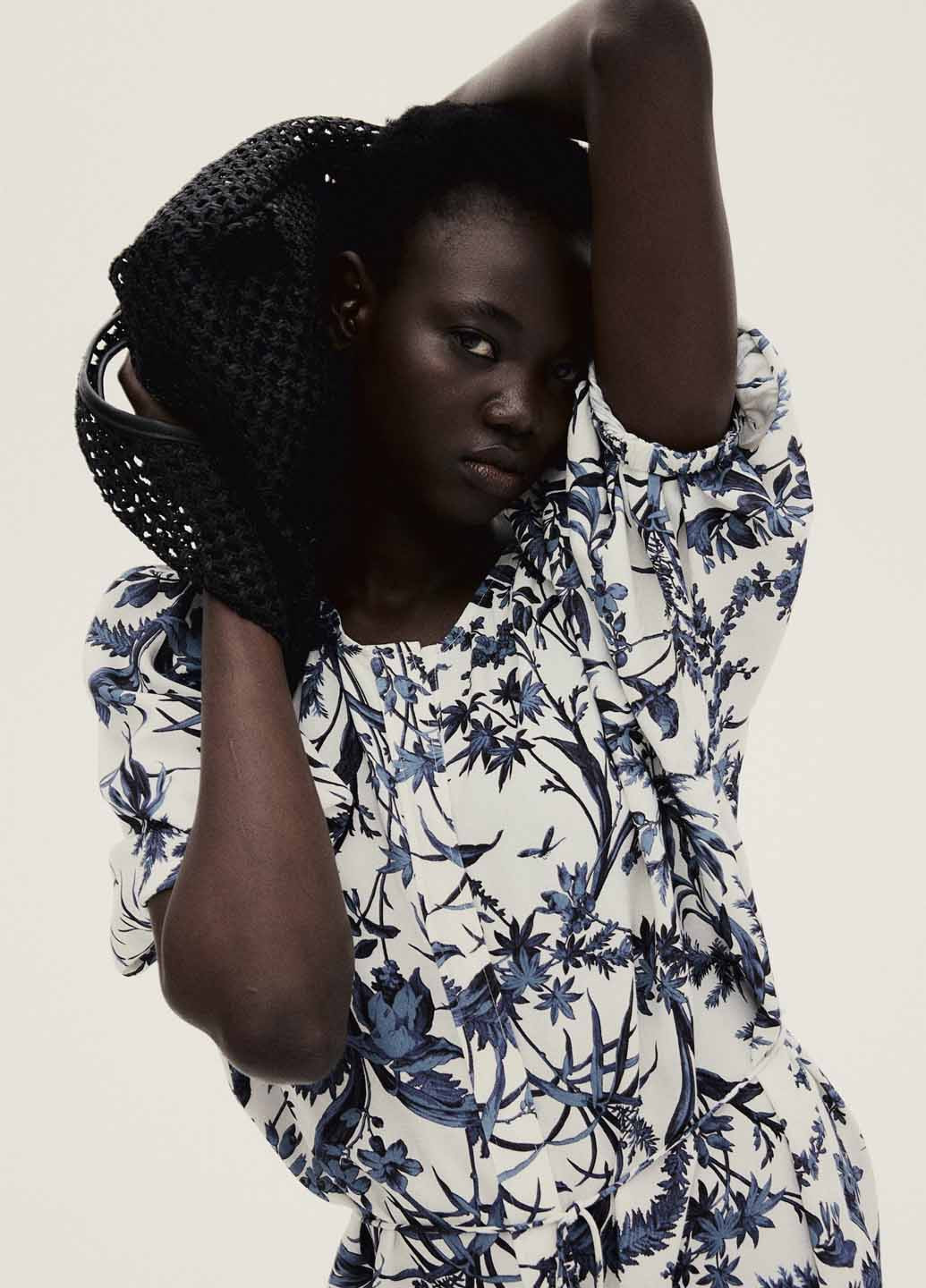 Світло-синя кежуал сукня а-силует H&M з квітковим принтом