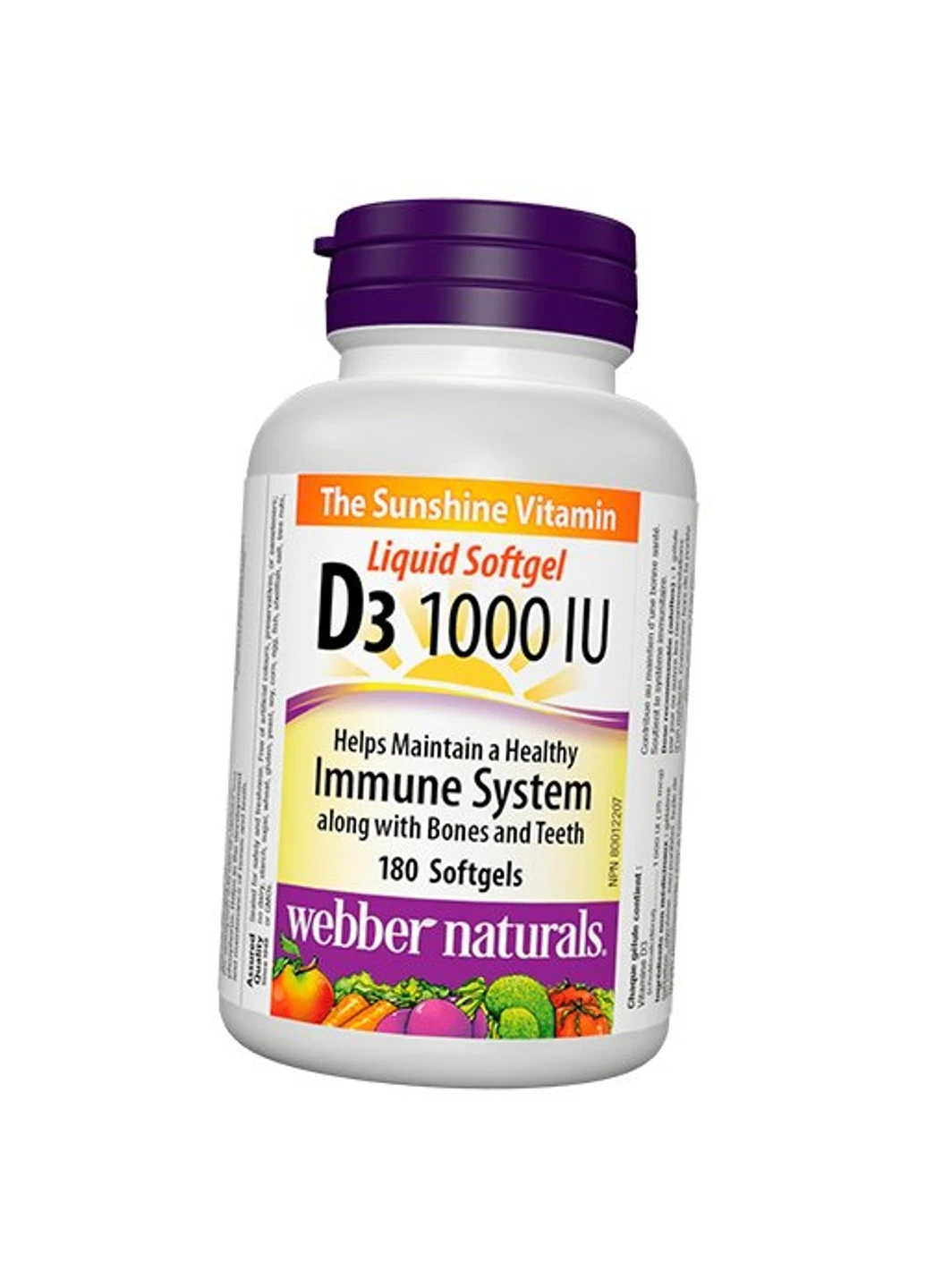 Витамин Д3 Vitamin D3 1000 IU 180 капсул Webber Naturals (255408192)