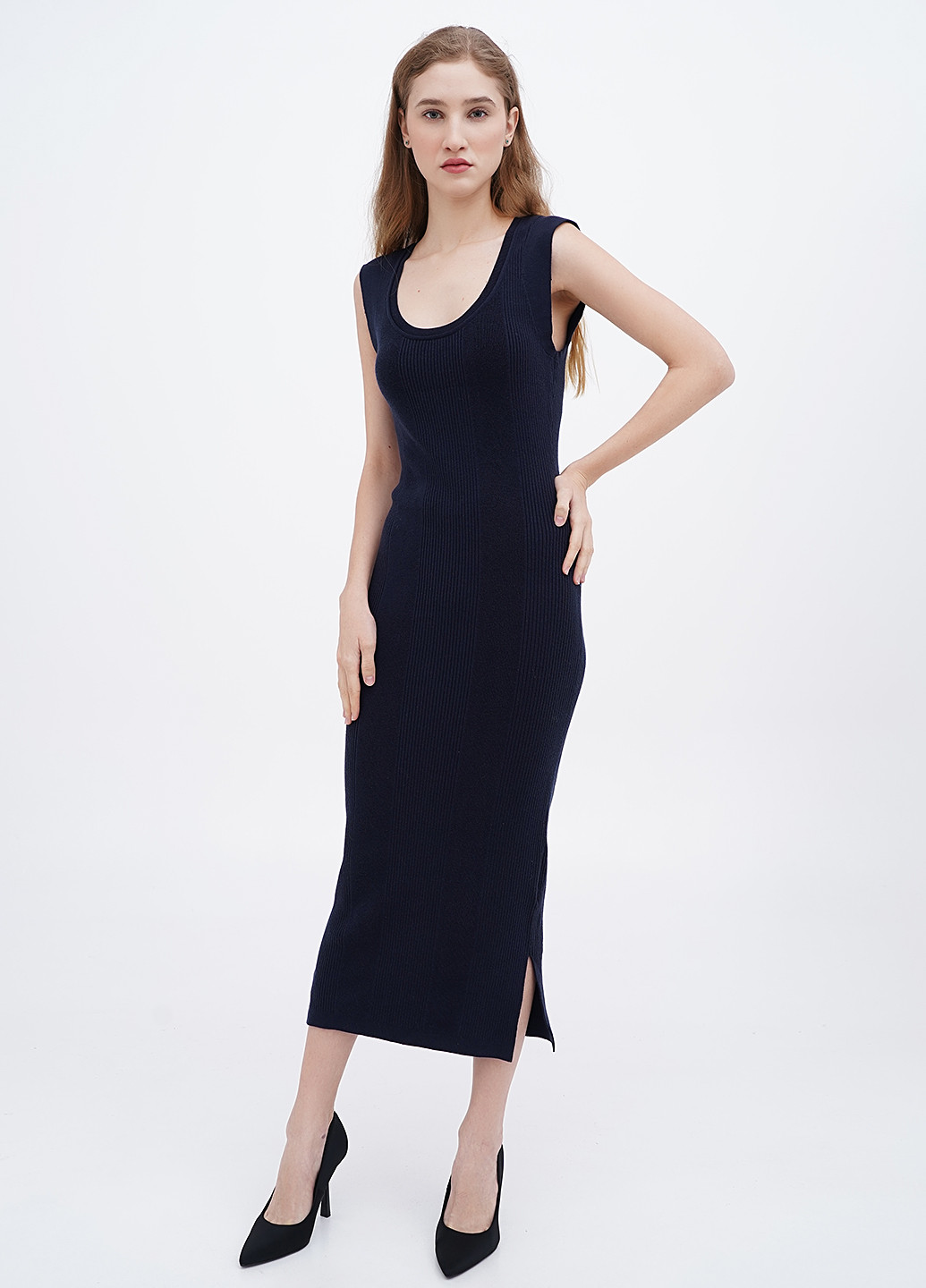 Темно-синее кэжуал платье силуэтная J.Crew однотонное