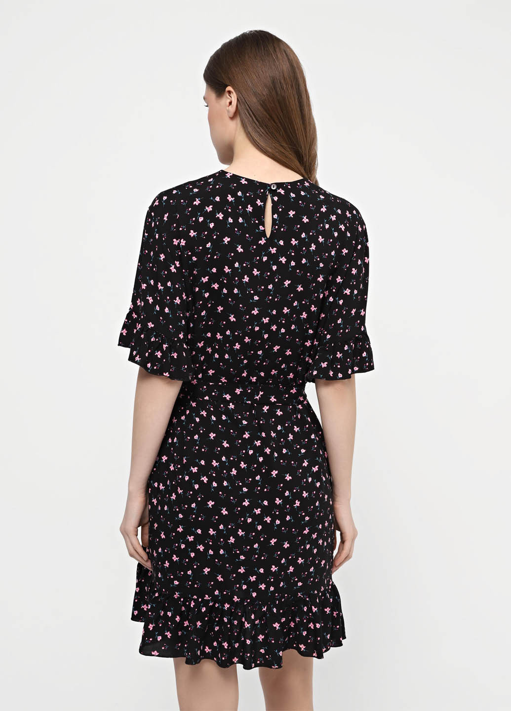 Черное кэжуал платье клеш Braska с цветочным принтом