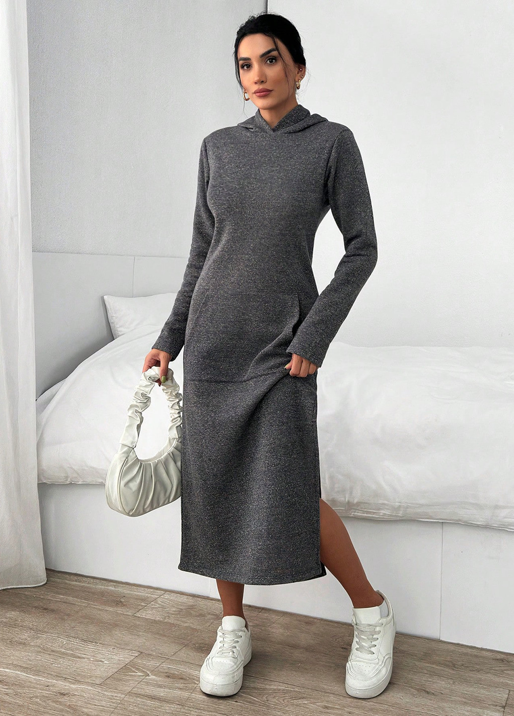 Сіра кежуал сукня сукня-худі SHEIN меланжева