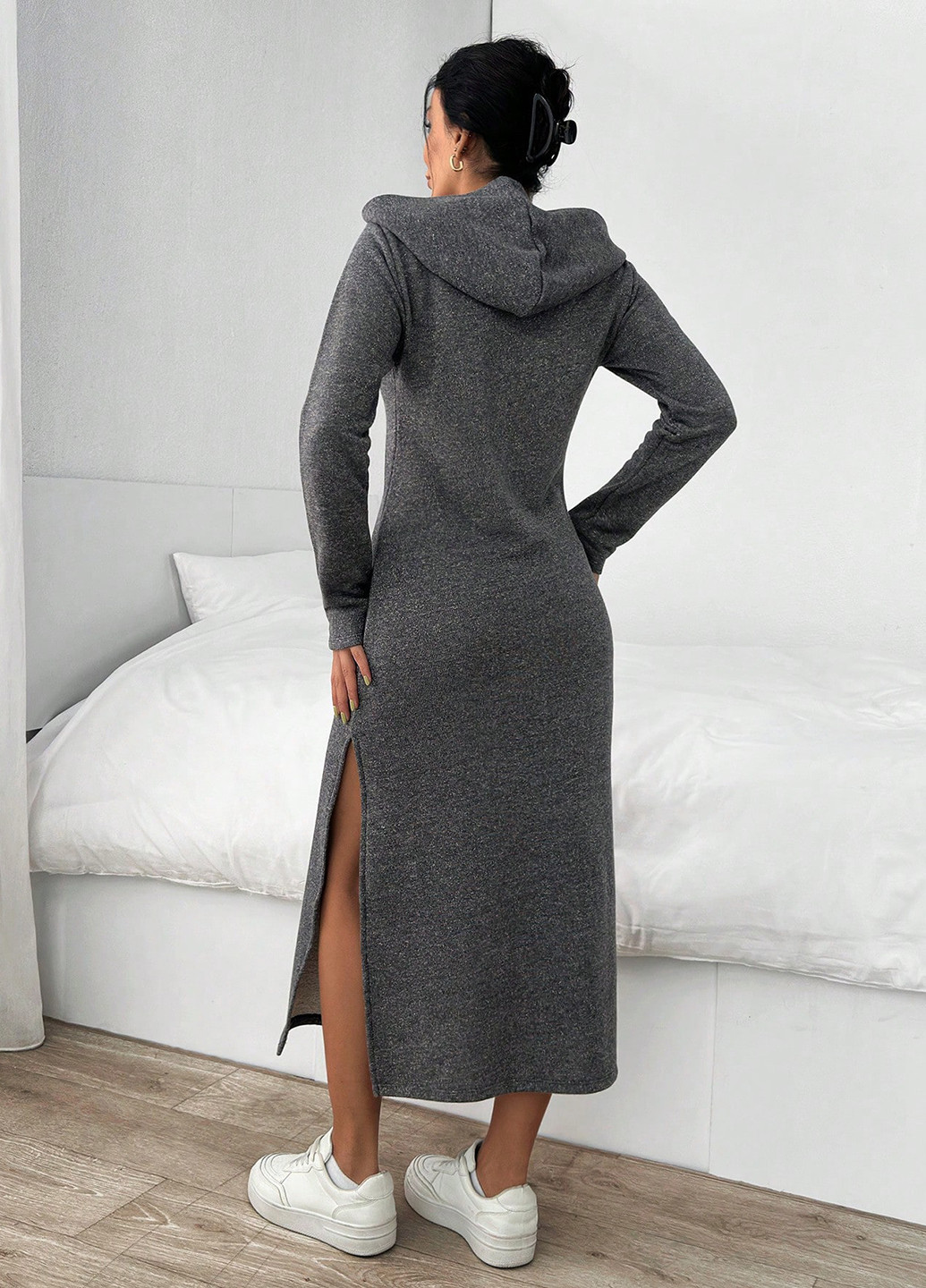 Сіра кежуал сукня сукня-худі SHEIN меланжева