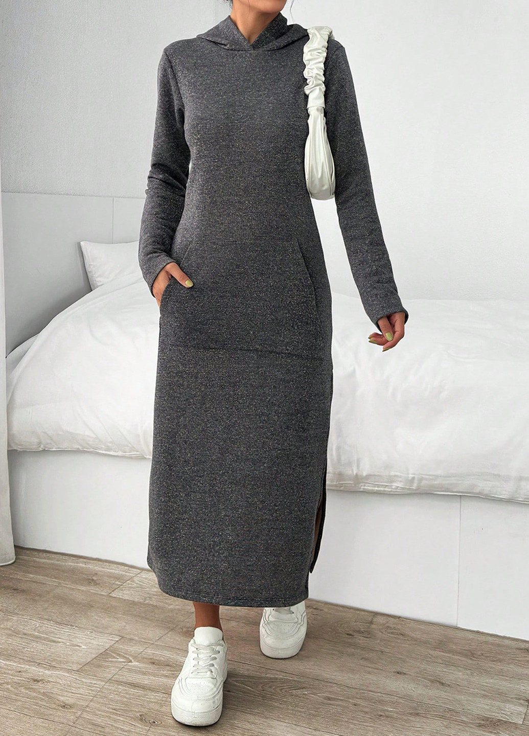 Сіра кежуал сукня сукня-худі SHEIN меланжева