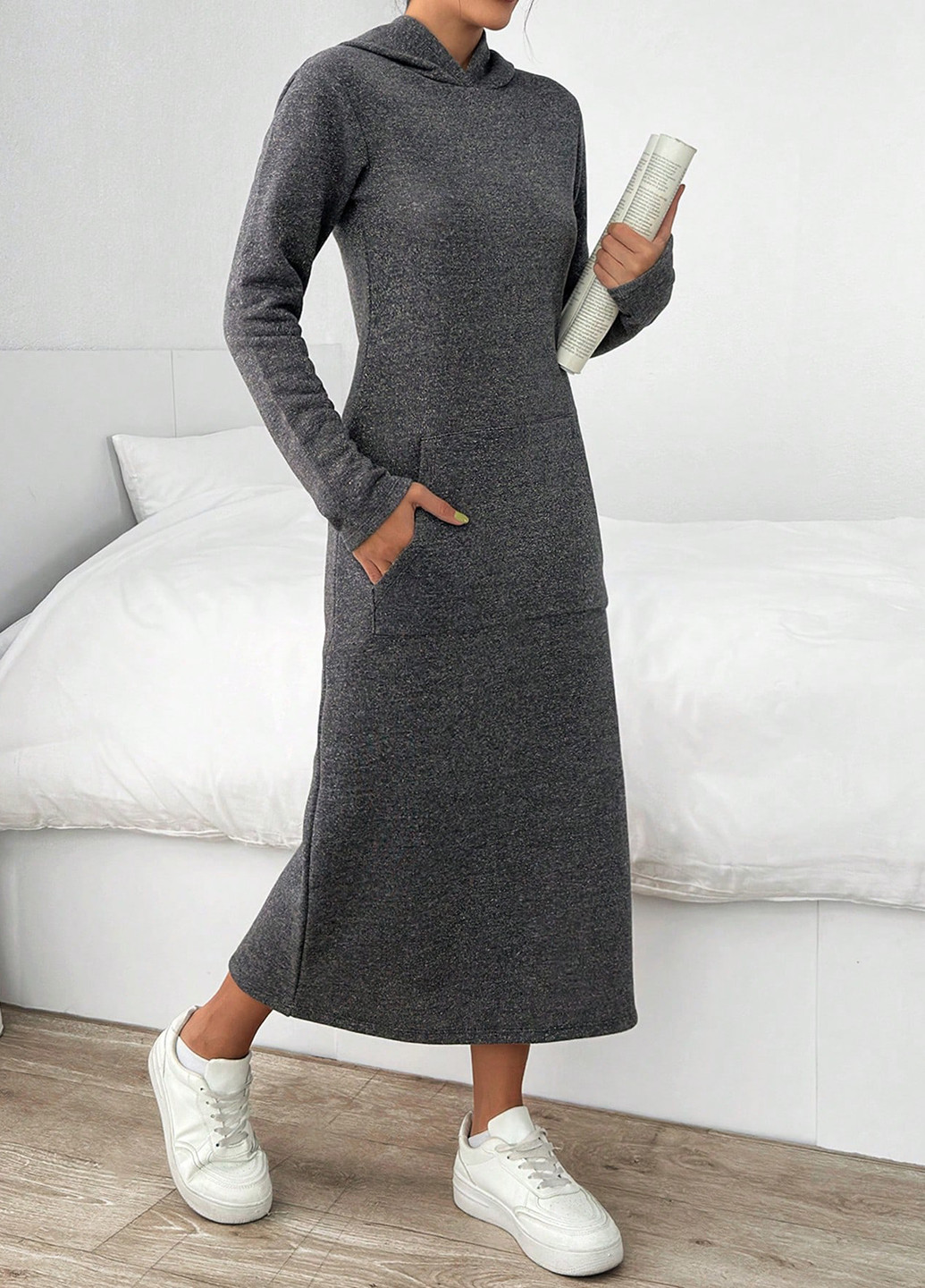 Сіра кежуал сукня сукня-худі SHEIN меланжева