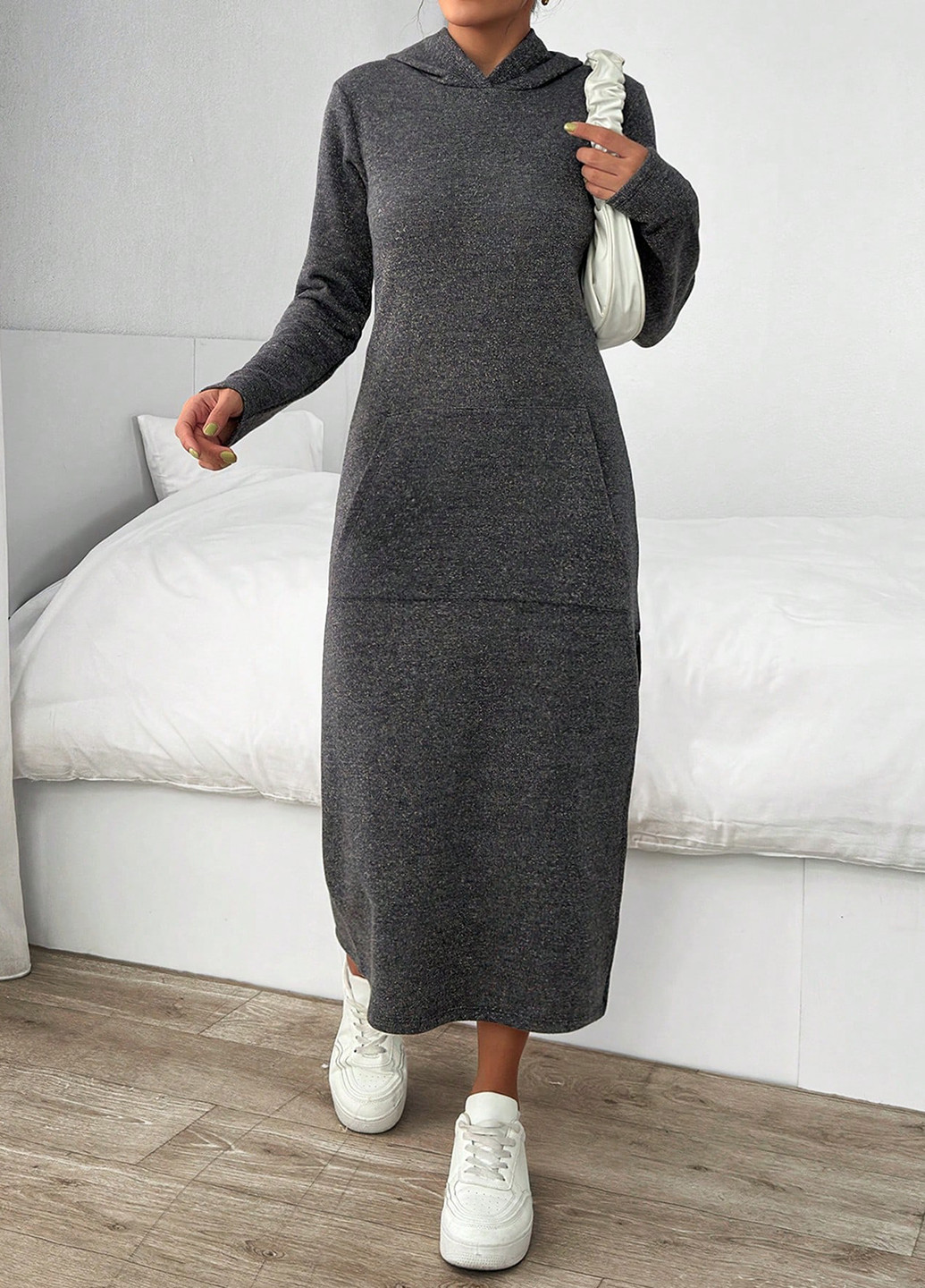 Сіра кежуал сукня сукня-худі SHEIN меланжева