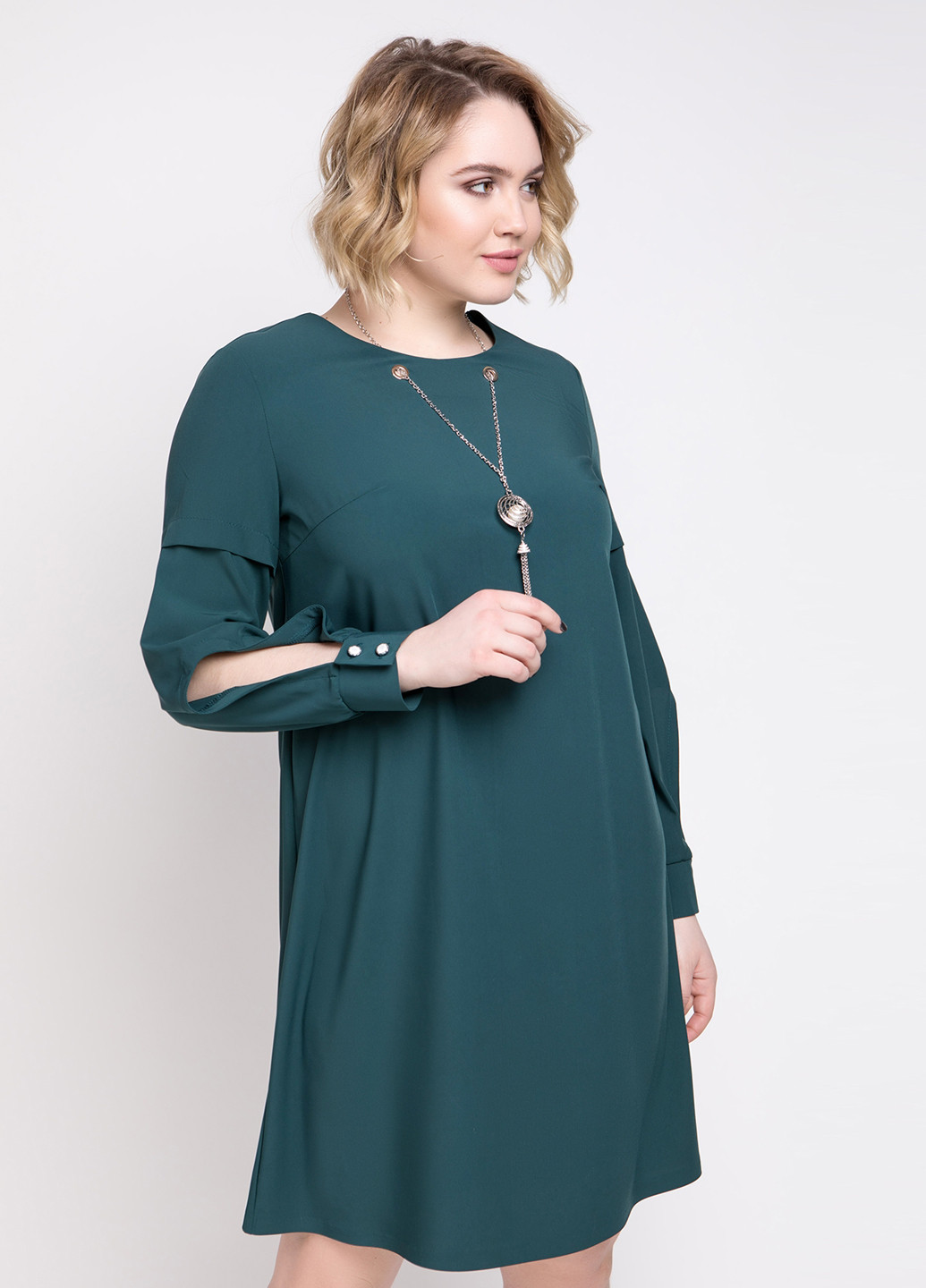 Бутылочное зеленое кэжуал платье A'll Posa однотонное
