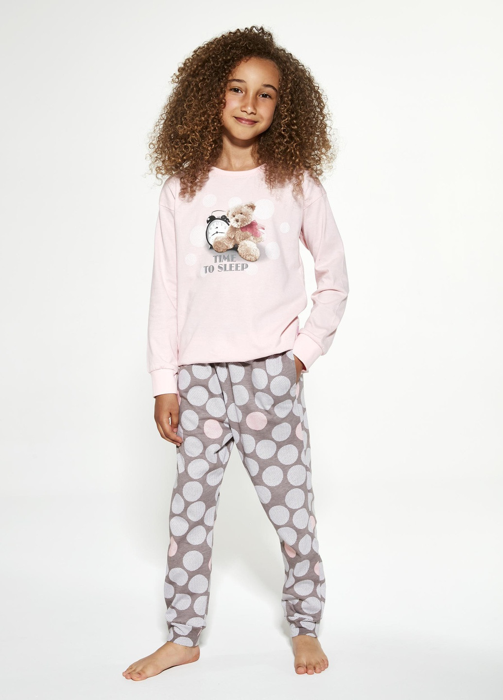 Светло-розовая всесезон пижама для девочек 139 time to sleep 994-21 свитшот + брюки Cornette