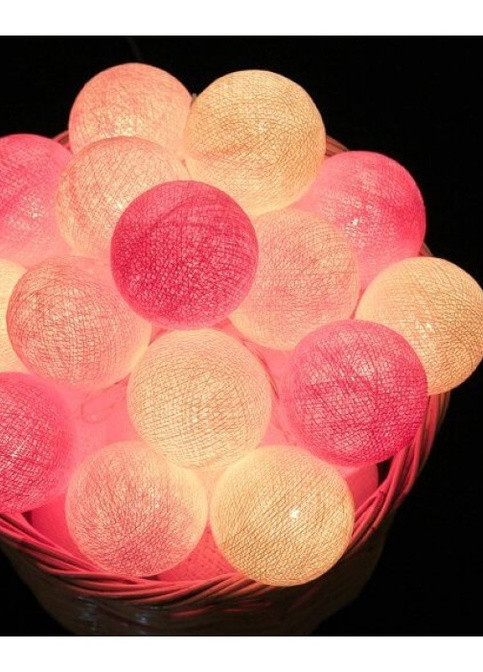 Гирлянда тайские шарики-фонарики CBL Bright Pink 20 шт, 3.7 м Cotton Ball Lights 1356 (252644143)