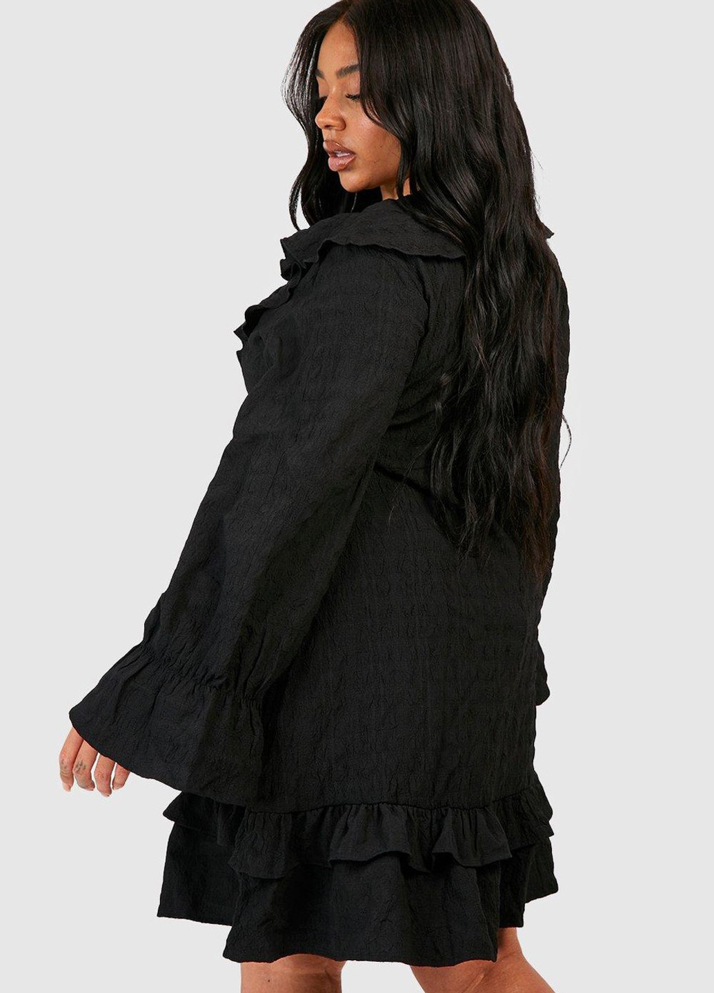 Черное кэжуал платье клеш Boohoo однотонное