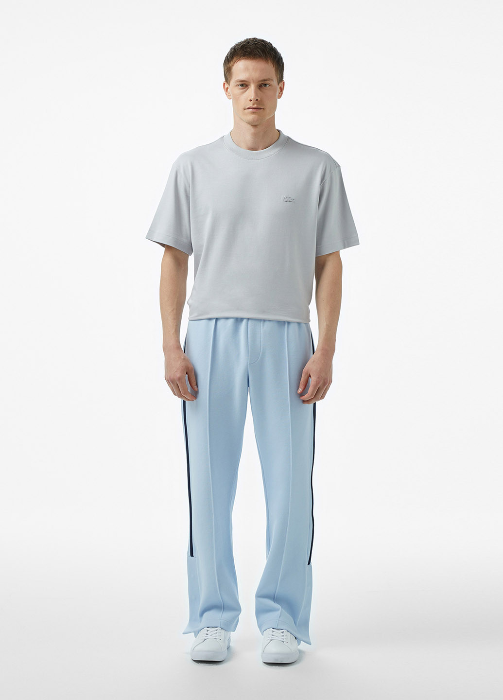 Голубые спортивные демисезонные прямые брюки Lacoste