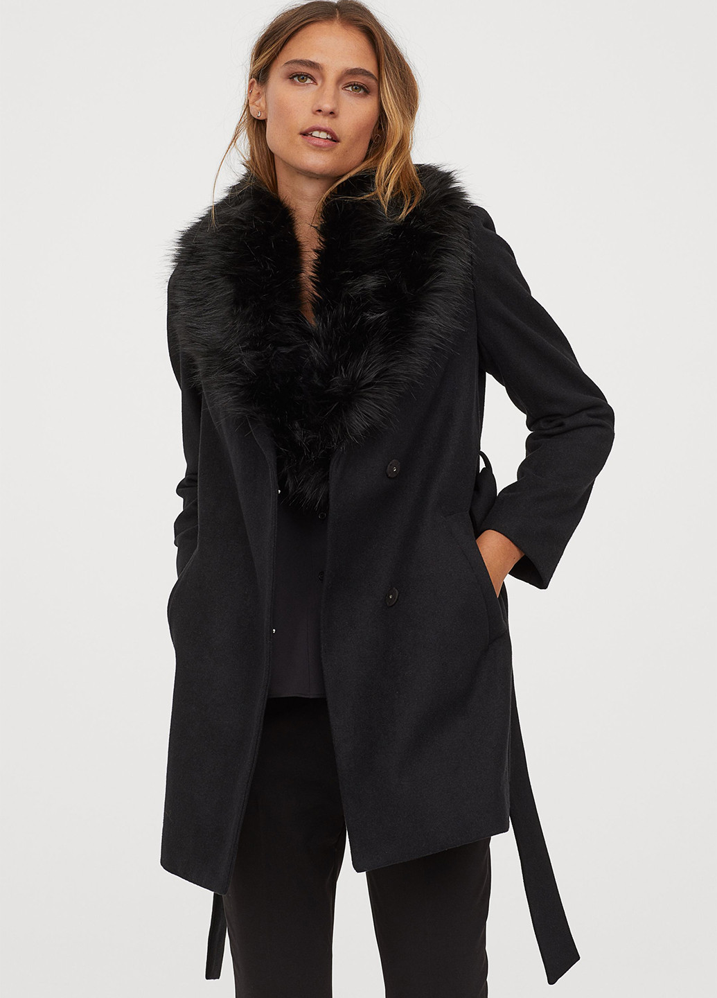 Чорне демісезонне Пальто однобортне H&M