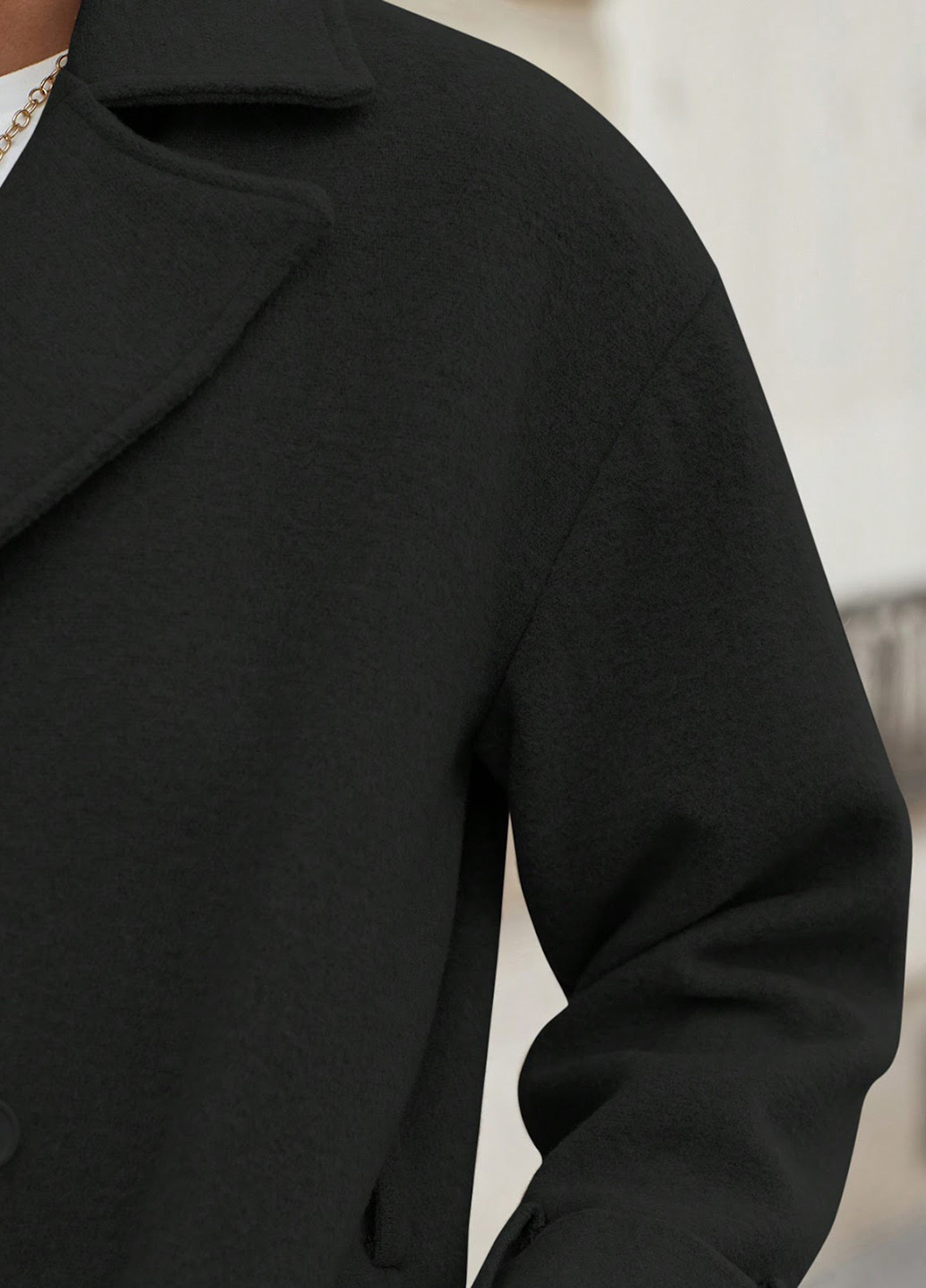 Темно-серое демисезонное Пальто двубортное SHEIN