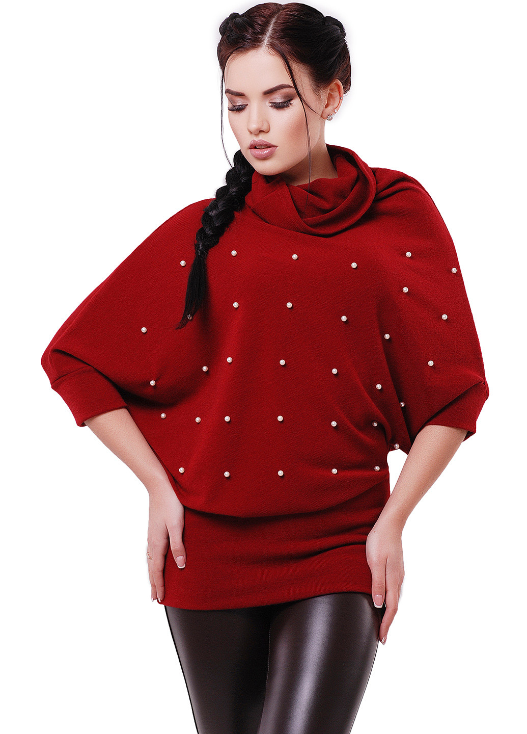 Туніка Fashion Up з коротким рукавом однотонна червона кежуал