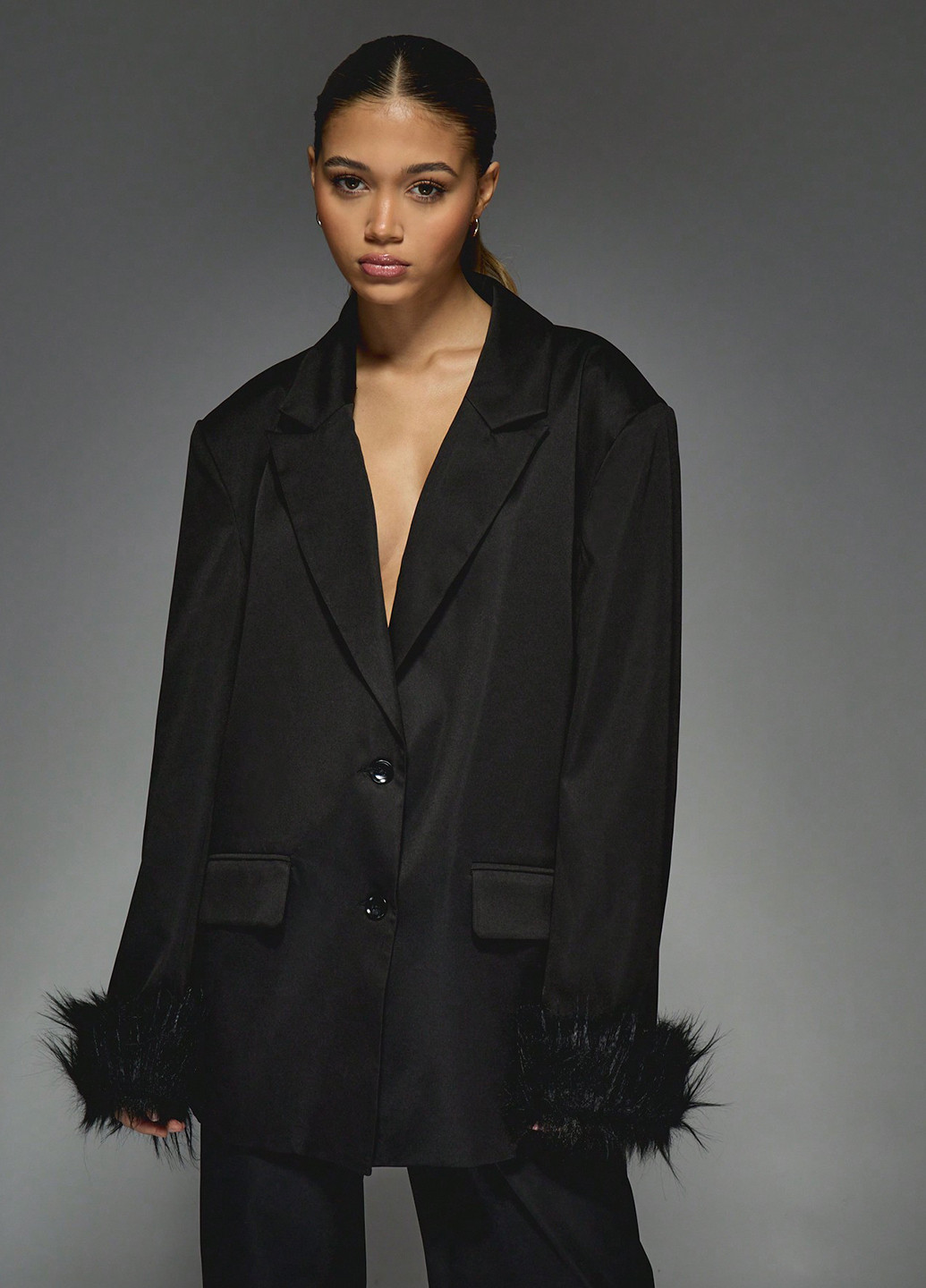 Черный женский жакет SHEIN однотонный - демисезонный