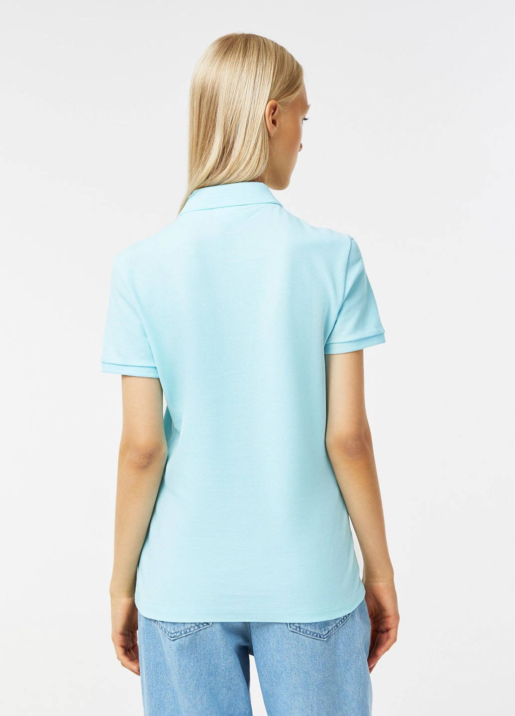 Голубой женская футболка-поло Lacoste однотонная