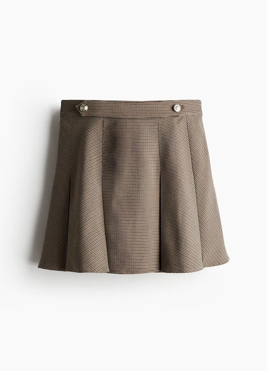 Коричневая кэжуал с узором гусиная лапка юбка H&M клешированная