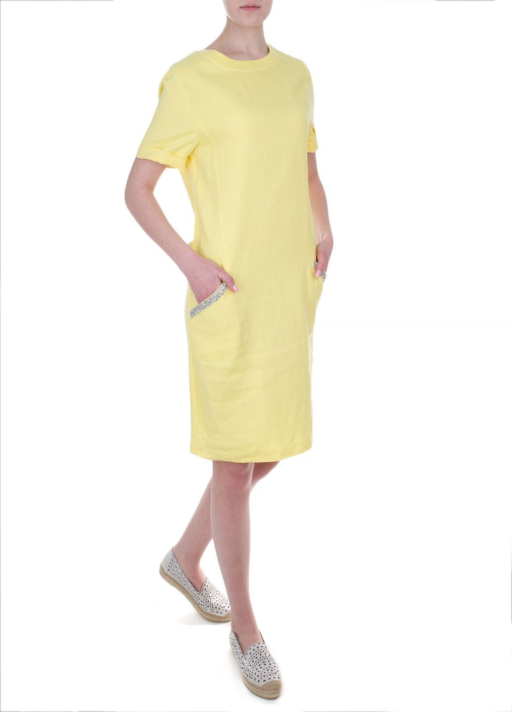 Желтое кэжуал платье Oui однотонное