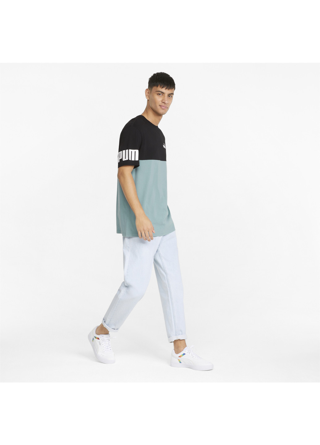 Синя футболка power colourblocked men's tee Puma