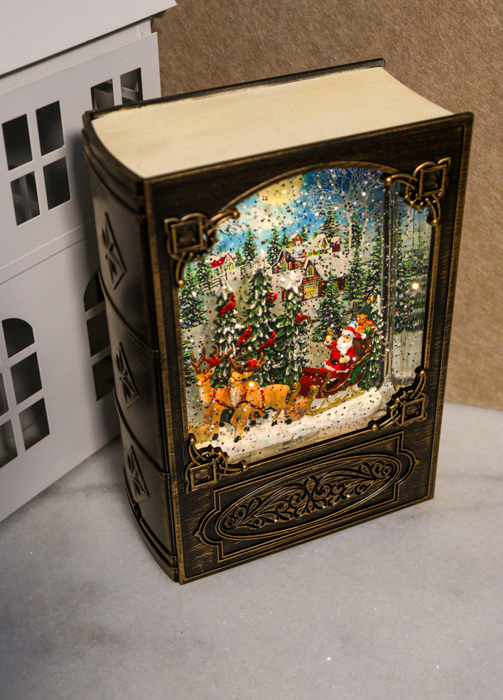 Ліхтар Бронзова книга із Сантою, 19х13,5 см Flame (366725838)