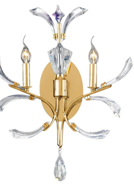 Бра настінне накладне кришталеве свічка класичне BCL-417W/2 E14 Gold Brille (253894140)