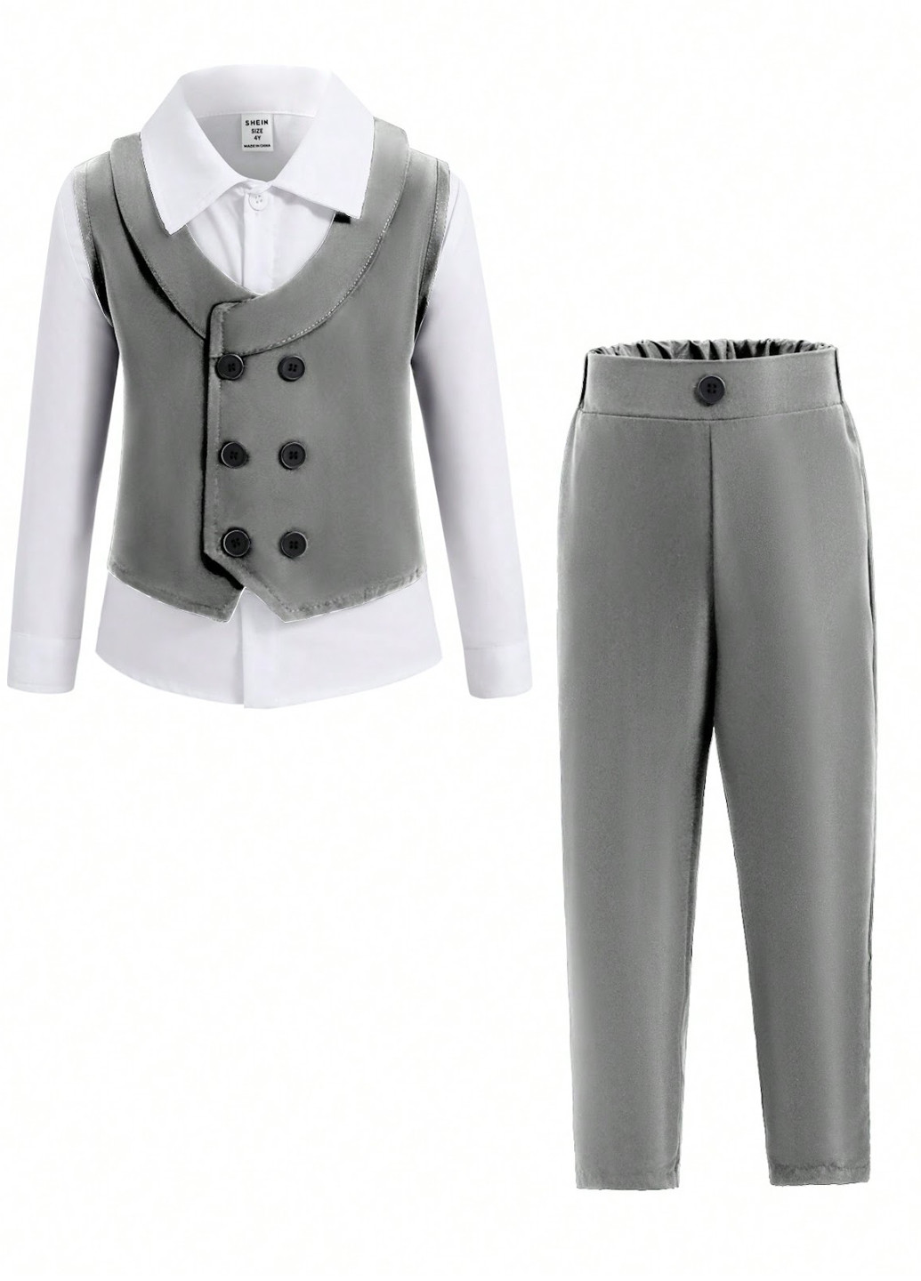 Сірий демісезонний костюм (жилет, штани) брючний SHEIN