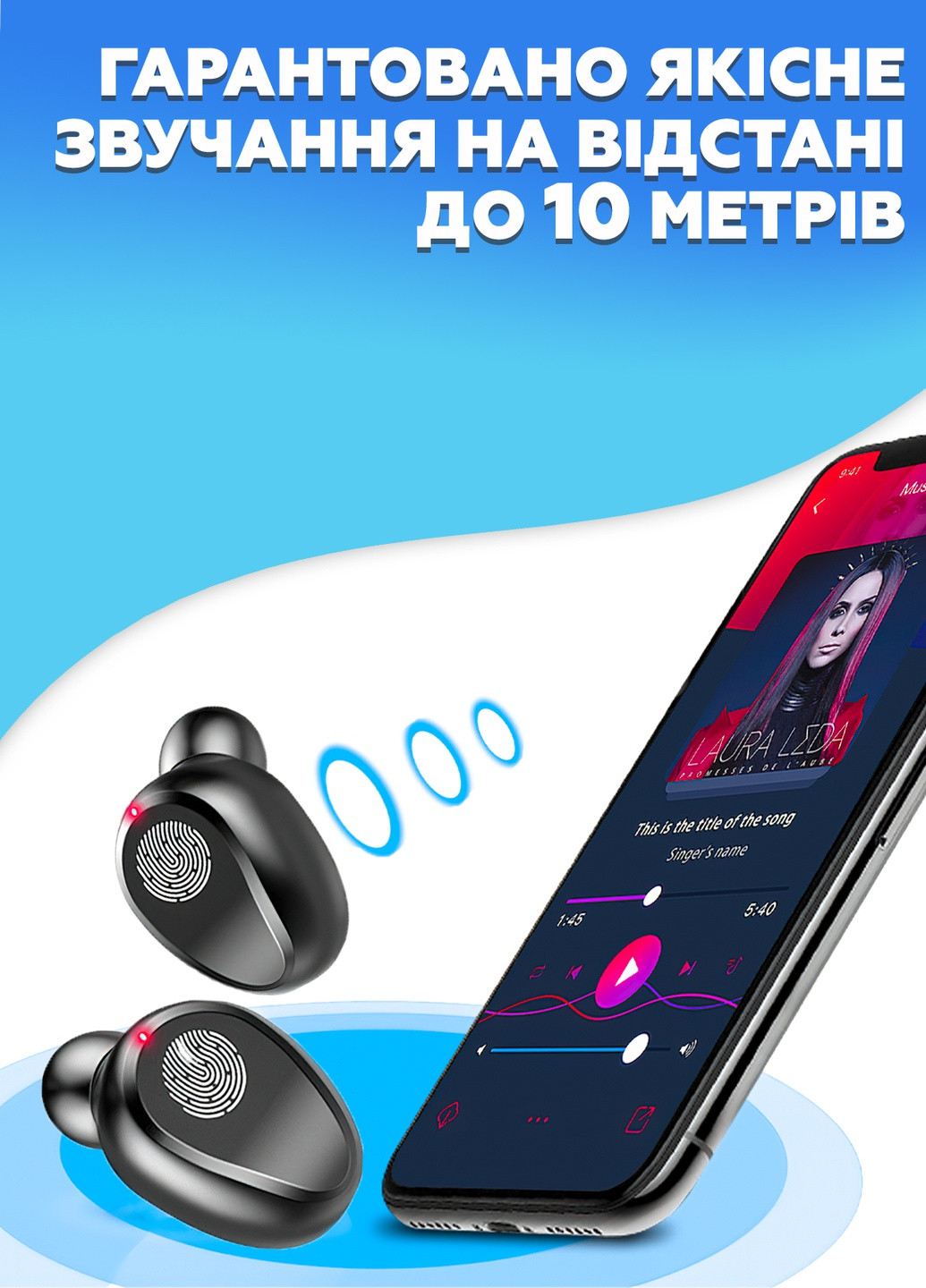 Безпровідні навушники F9 / Бездротові навушники з мікрофоном Bluetooth для Айфона та Андроїд DobraMAMA (252955937)