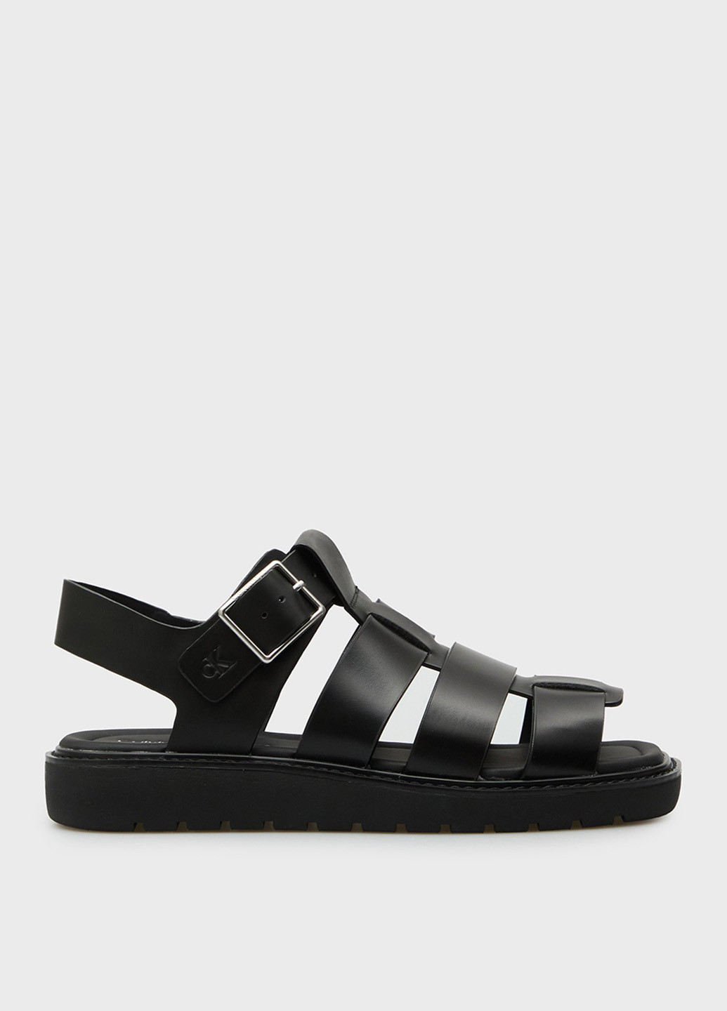 Черные босоножки Calvin Klein Jeans с ремешком с тиснением, с логотипом