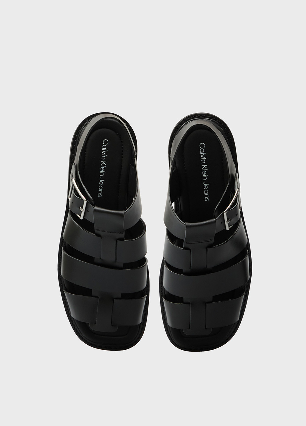 Черные босоножки Calvin Klein Jeans с ремешком с тиснением, с логотипом