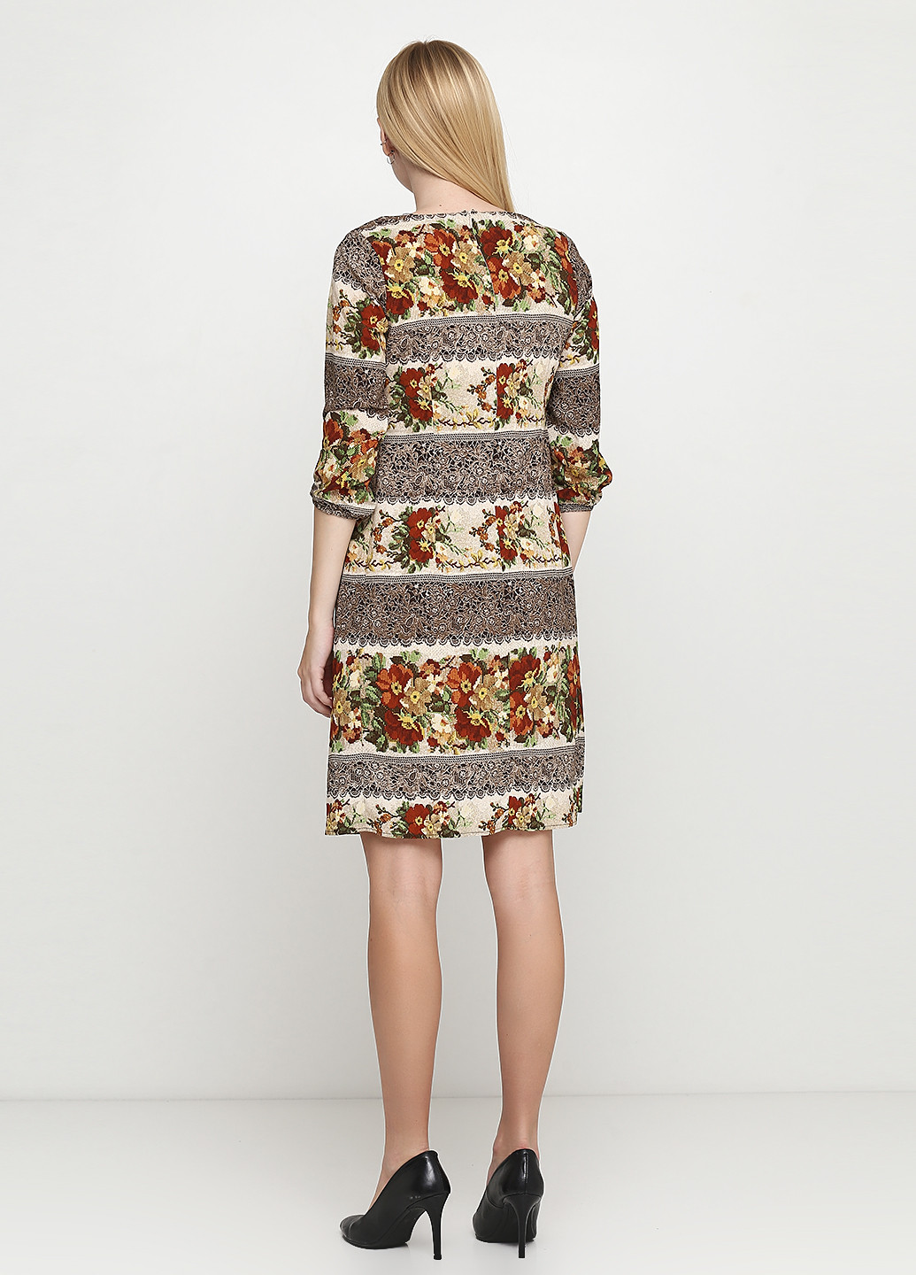 Комбинированное кэжуал платье на подкладе Marchy с цветочным принтом