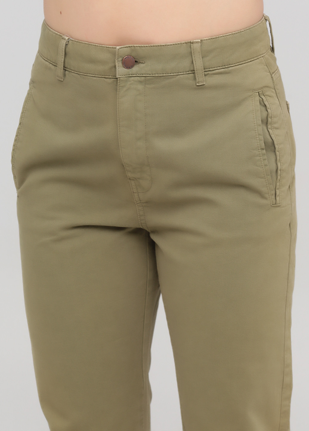 Оливковые кэжуал демисезонные зауженные брюки Primark