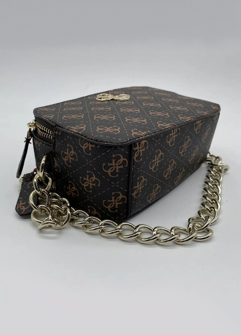 Женская прямоугольная сумочка кросс-боди на цепочке ELLIANA коричневая Guess (253384189)