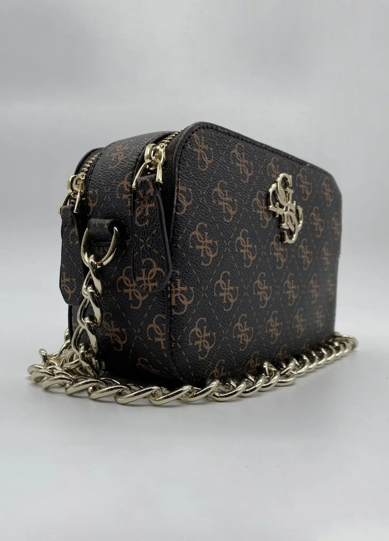 Женская прямоугольная сумочка кросс-боди на цепочке ELLIANA коричневая Guess (253384189)