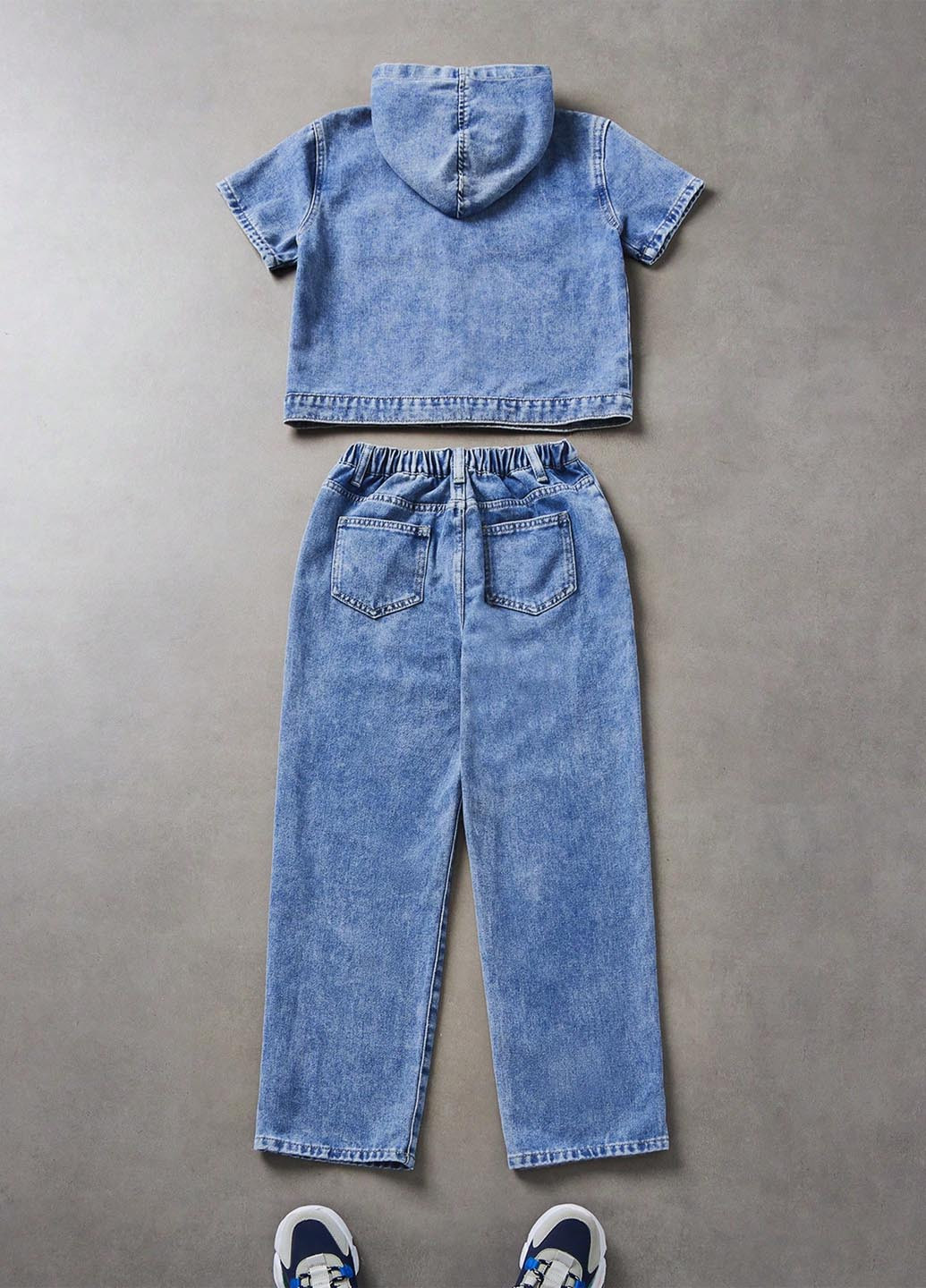 Синій демісезонний костюм (куртка-сорочка, джинси) SHEIN