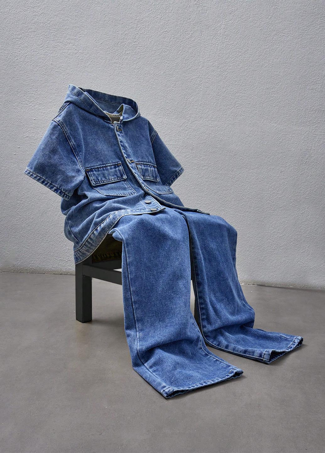 Синій демісезонний костюм (куртка-сорочка, джинси) SHEIN