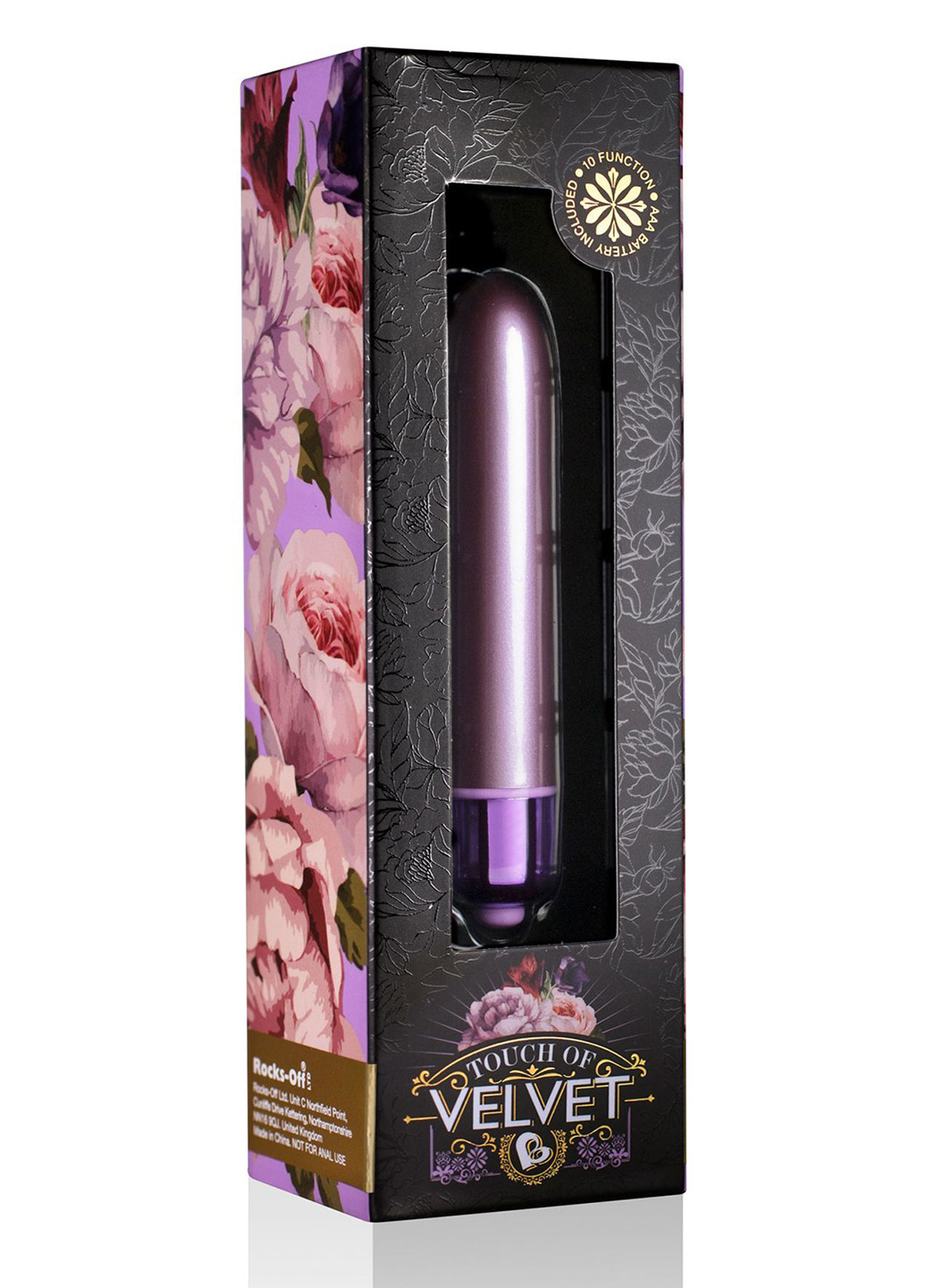 Вібропуля RO-90mm Touch of Velvet Soft Lilac матова, 10 режимів роботи, на батарейці Rocks-Off (254150634)