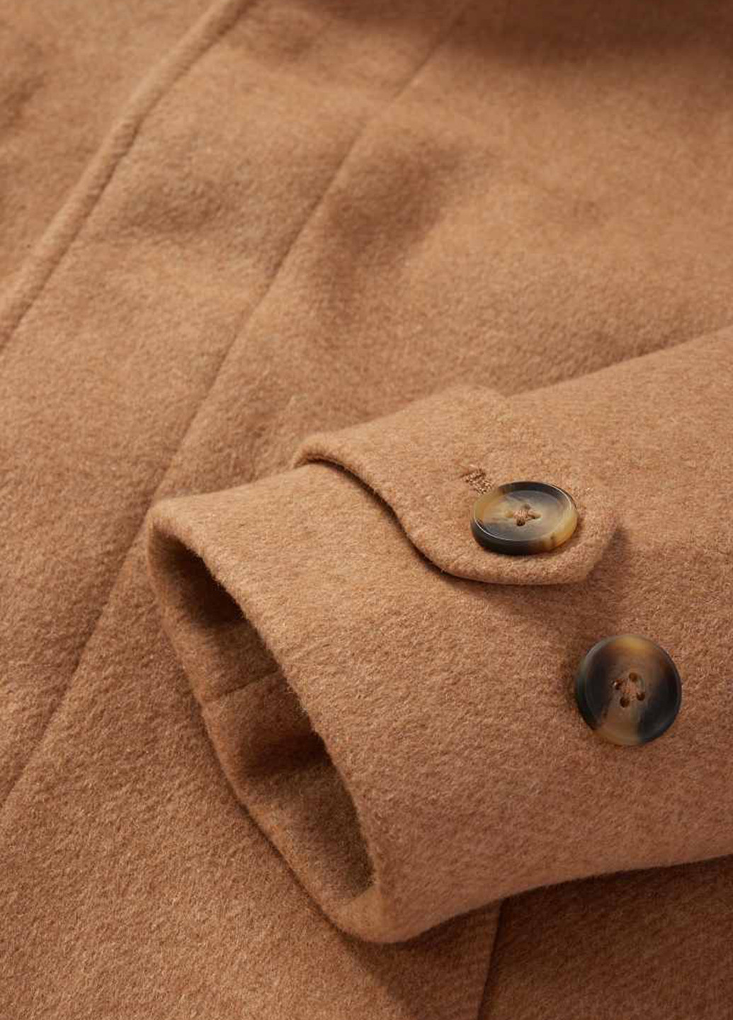 Светло-коричневое демисезонное Пальто в составе из шерсти однобортное C&A