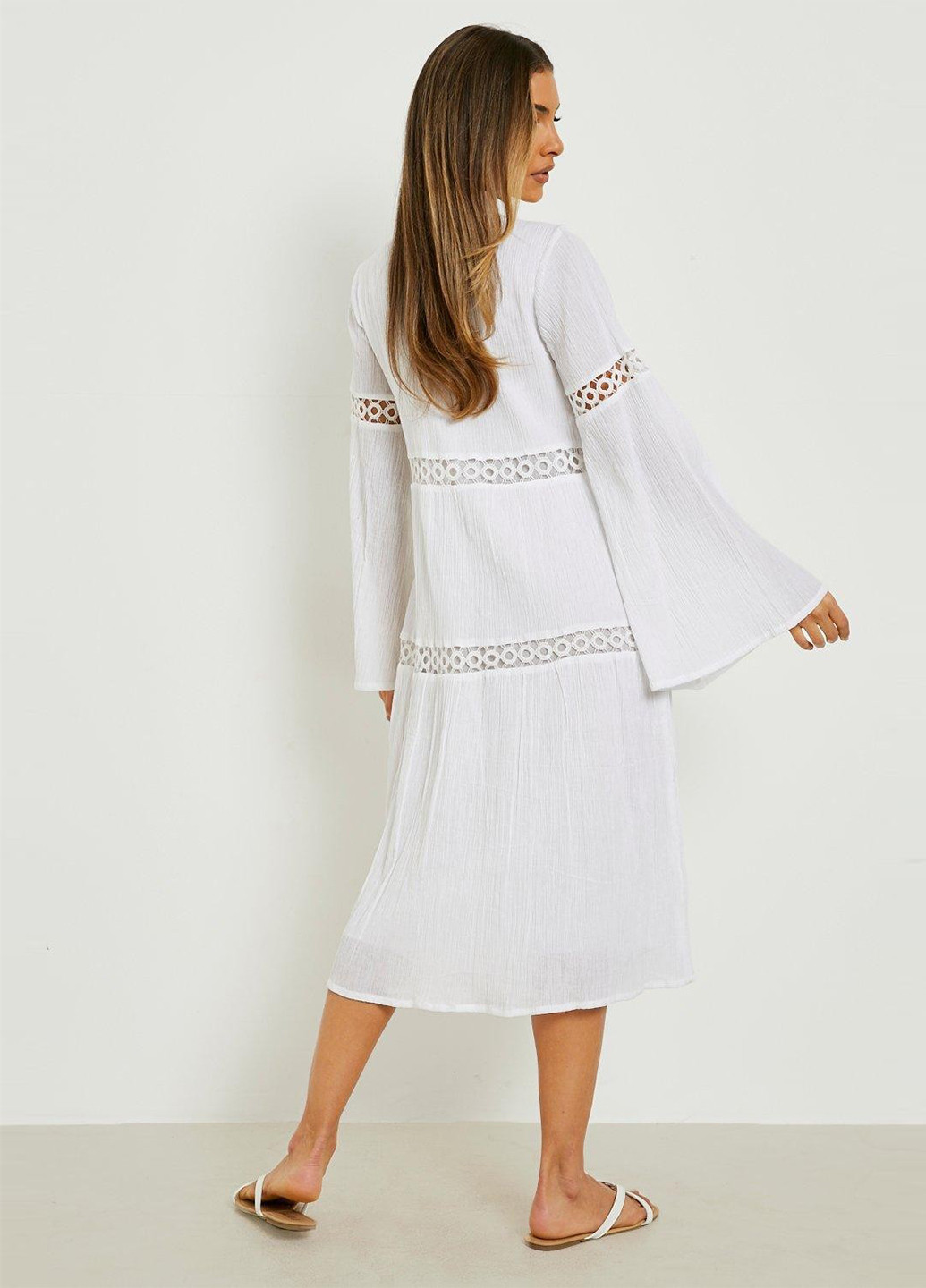 Білий кежуал сукня сорочка Boohoo однотонна