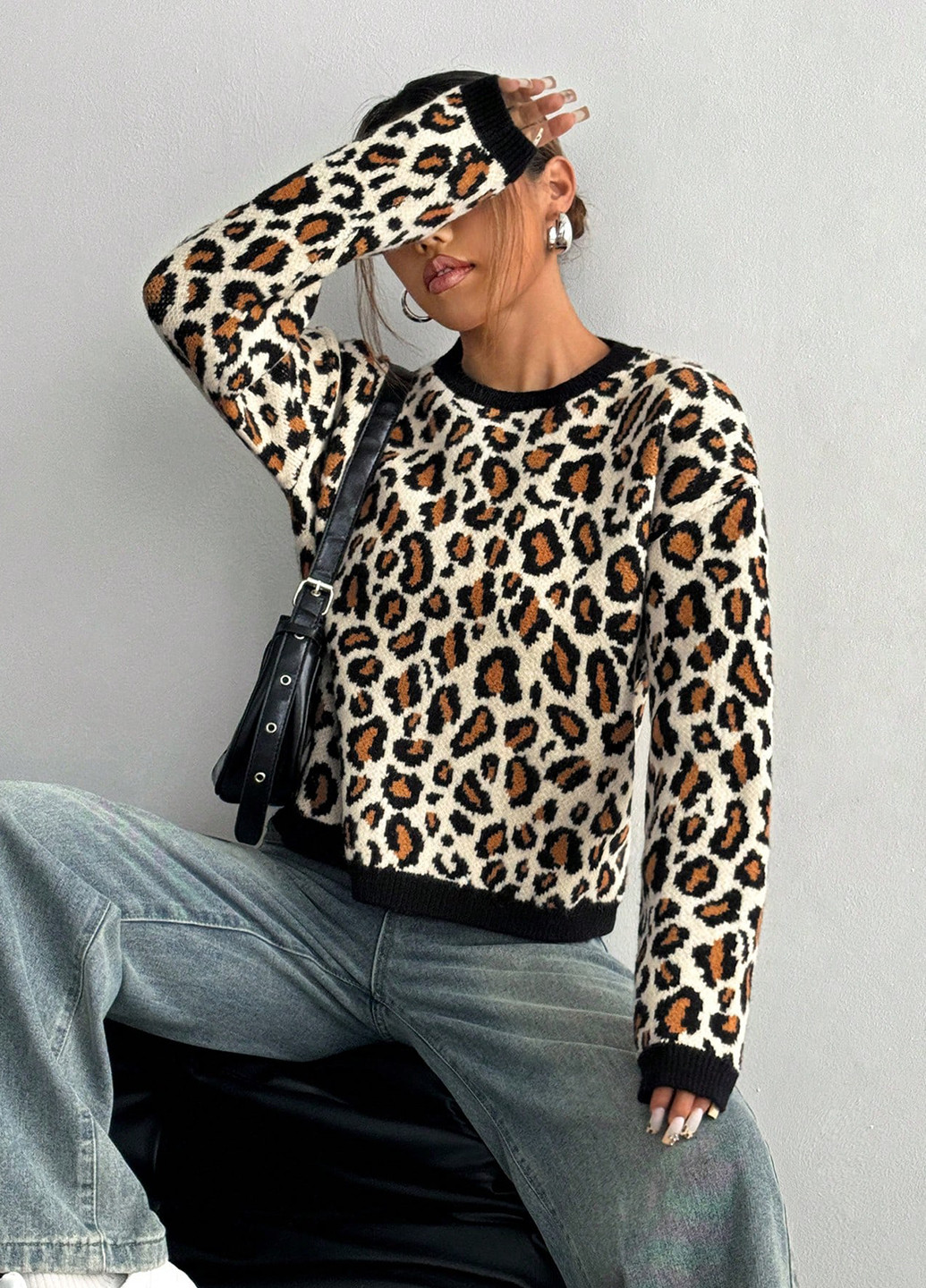 Комбинированный демисезонный джемпер джемпер SHEIN