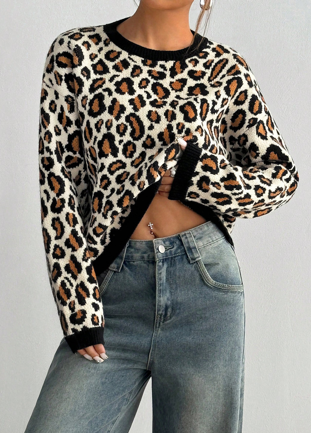 Комбинированный демисезонный джемпер джемпер SHEIN