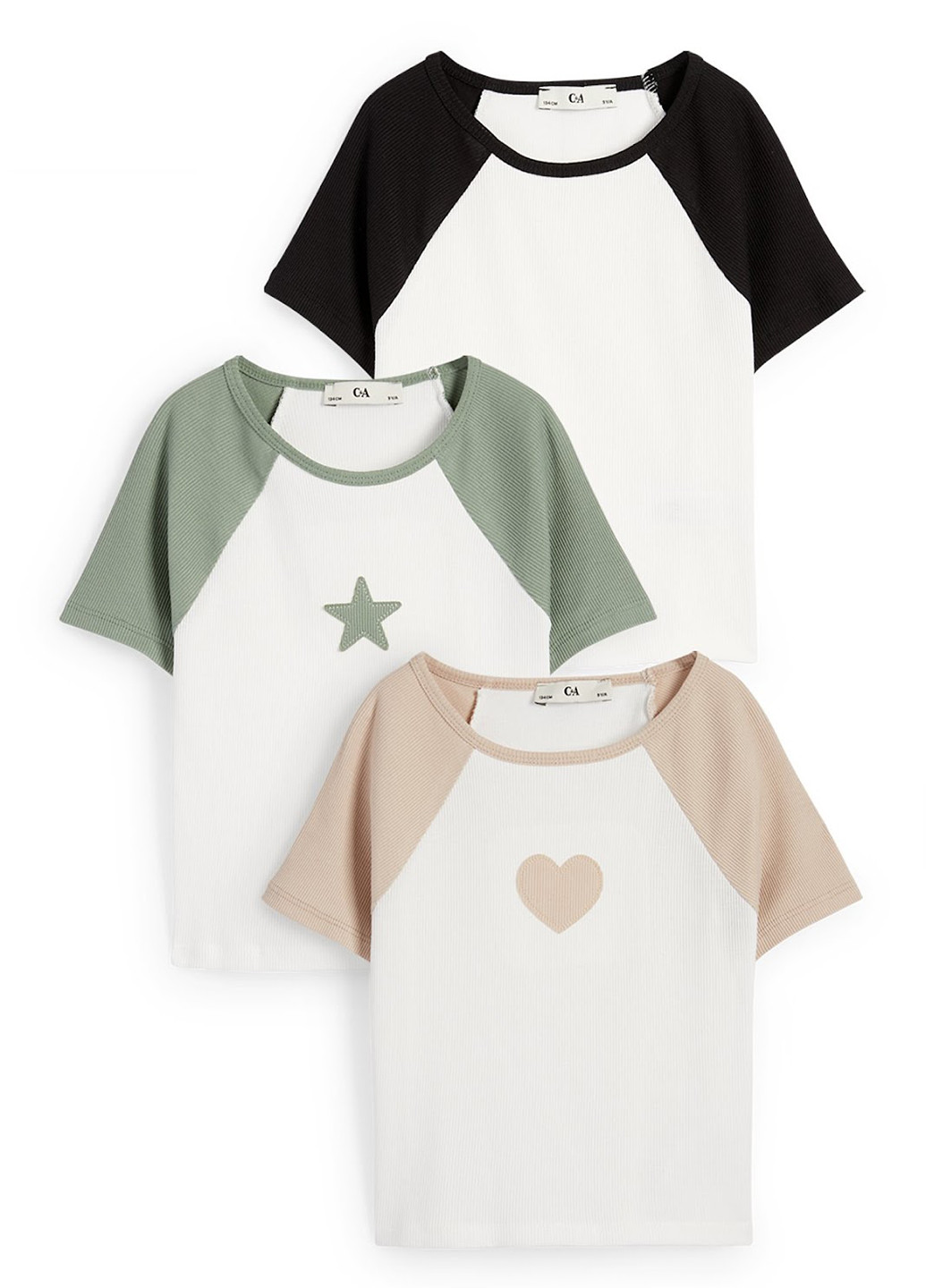 Комбінована літня футболка (3 шт.) C&A