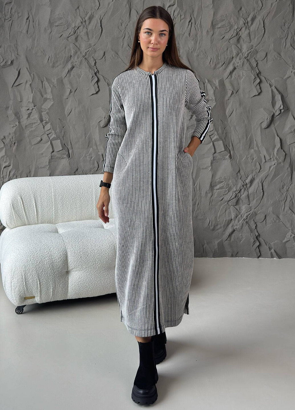 Білий кежуал сукня No Brand в смужку