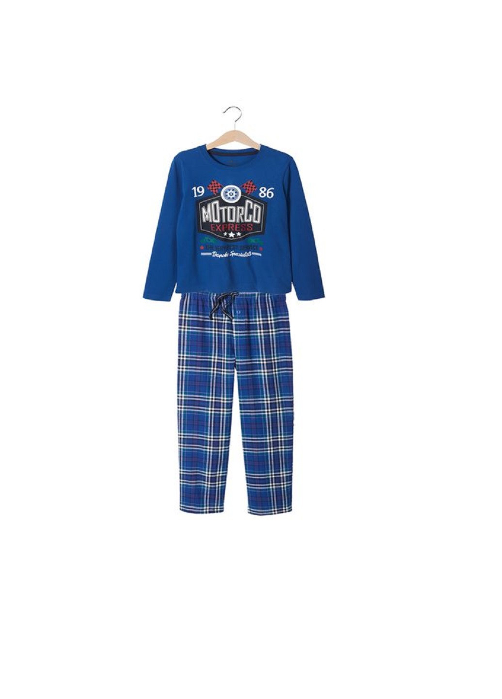 Синяя всесезон пижама (лонгслив, брюки) лонгслив + брюки Lupilu