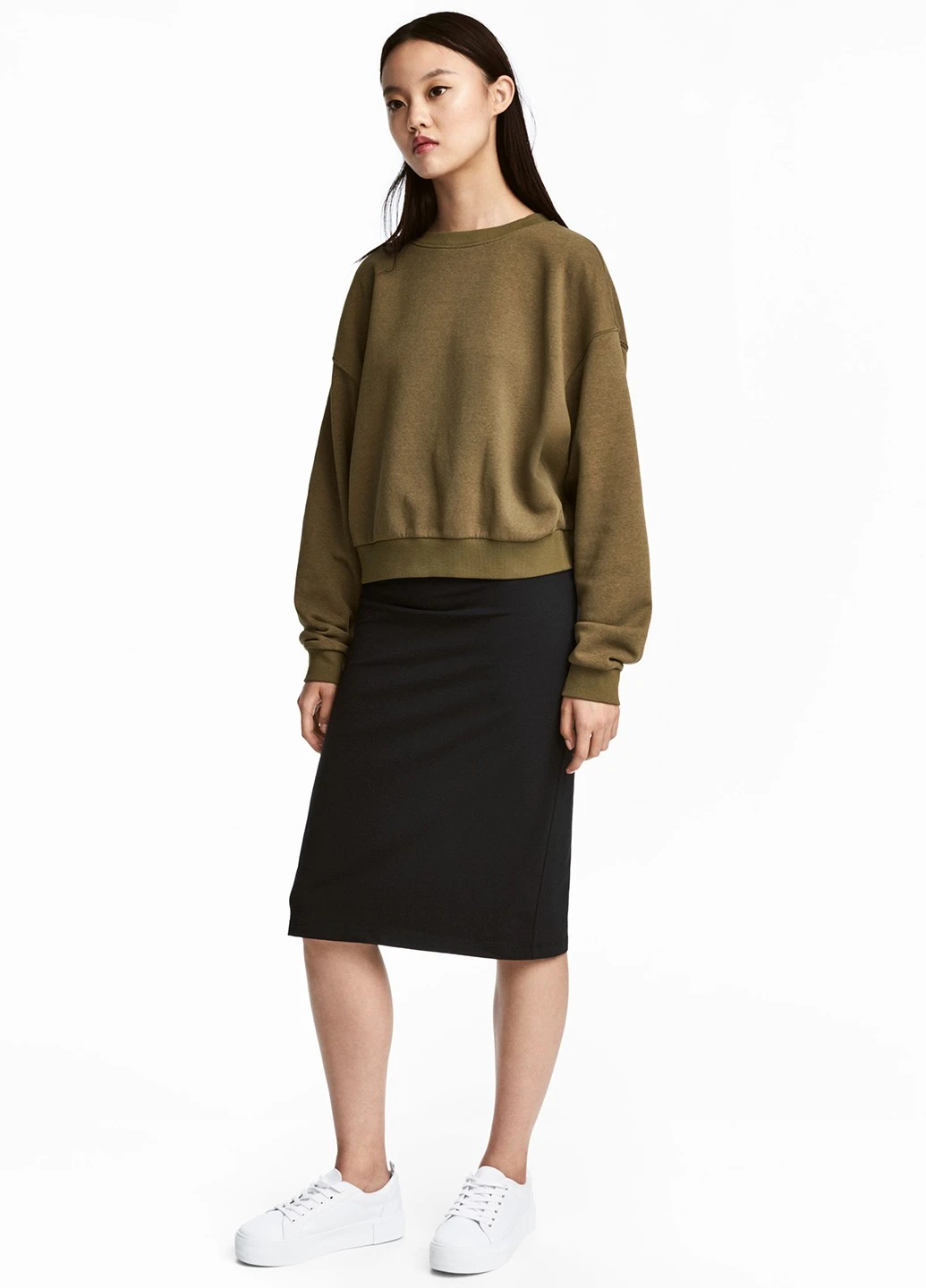Черная кэжуал однотонная юбка H&M карандаш