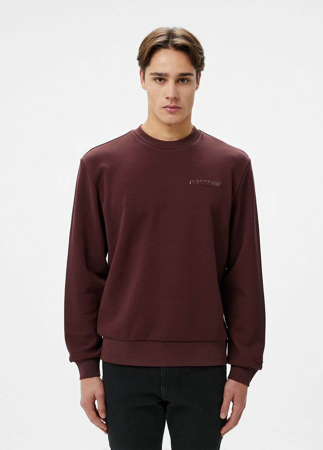 Бордовый свитшот Lacoste однотонный нашивки (329694537)