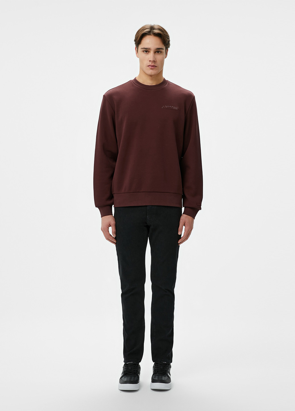 Бордовый свитшот Lacoste однотонный нашивки (329694537)