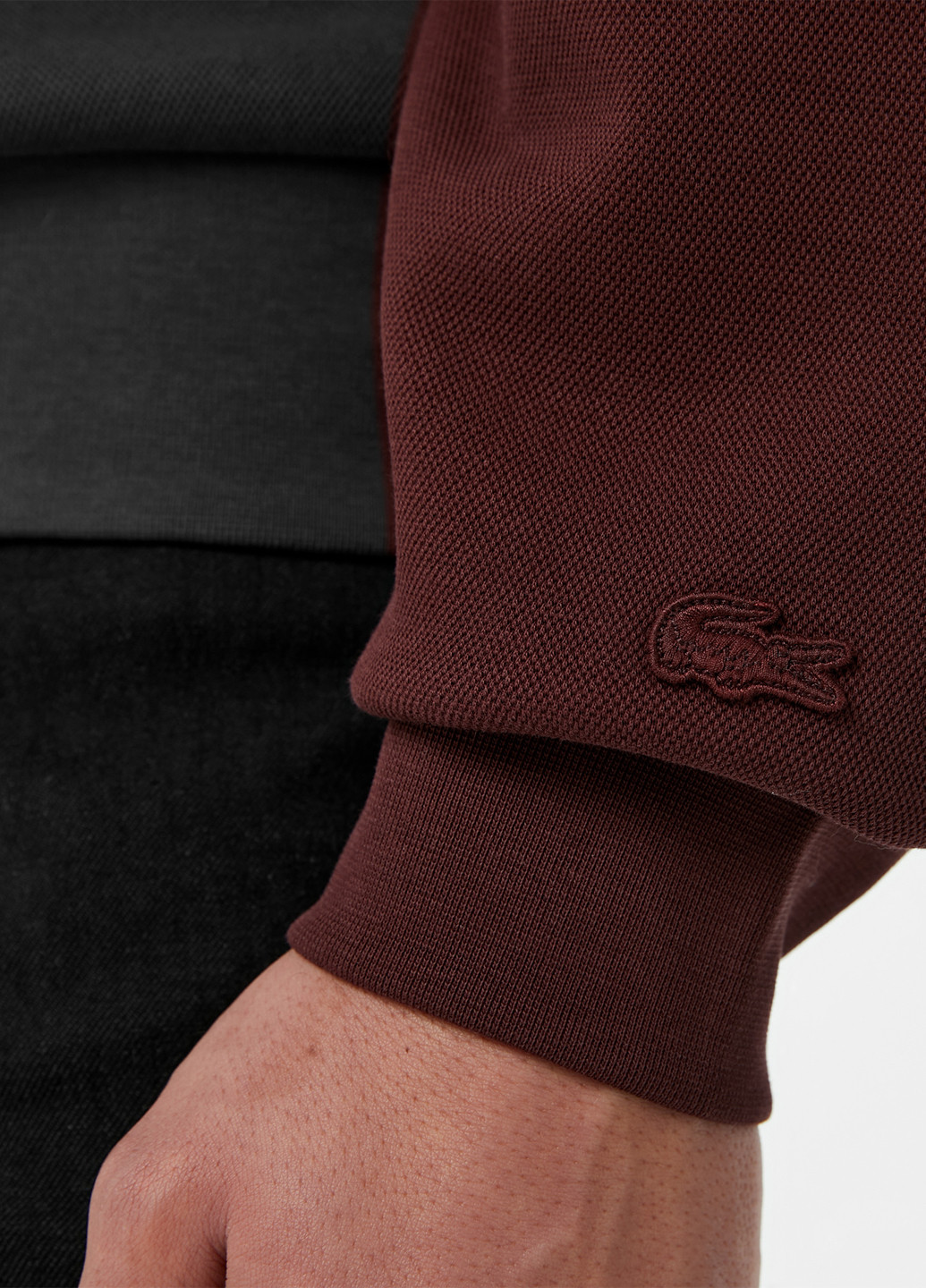 Бордовый свитшот Lacoste однотонный нашивки (329694537)