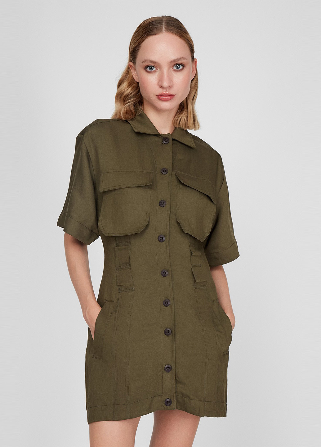 Оливкова (хакі) кежуал сукня сукня-сорочка Diesel однотонна