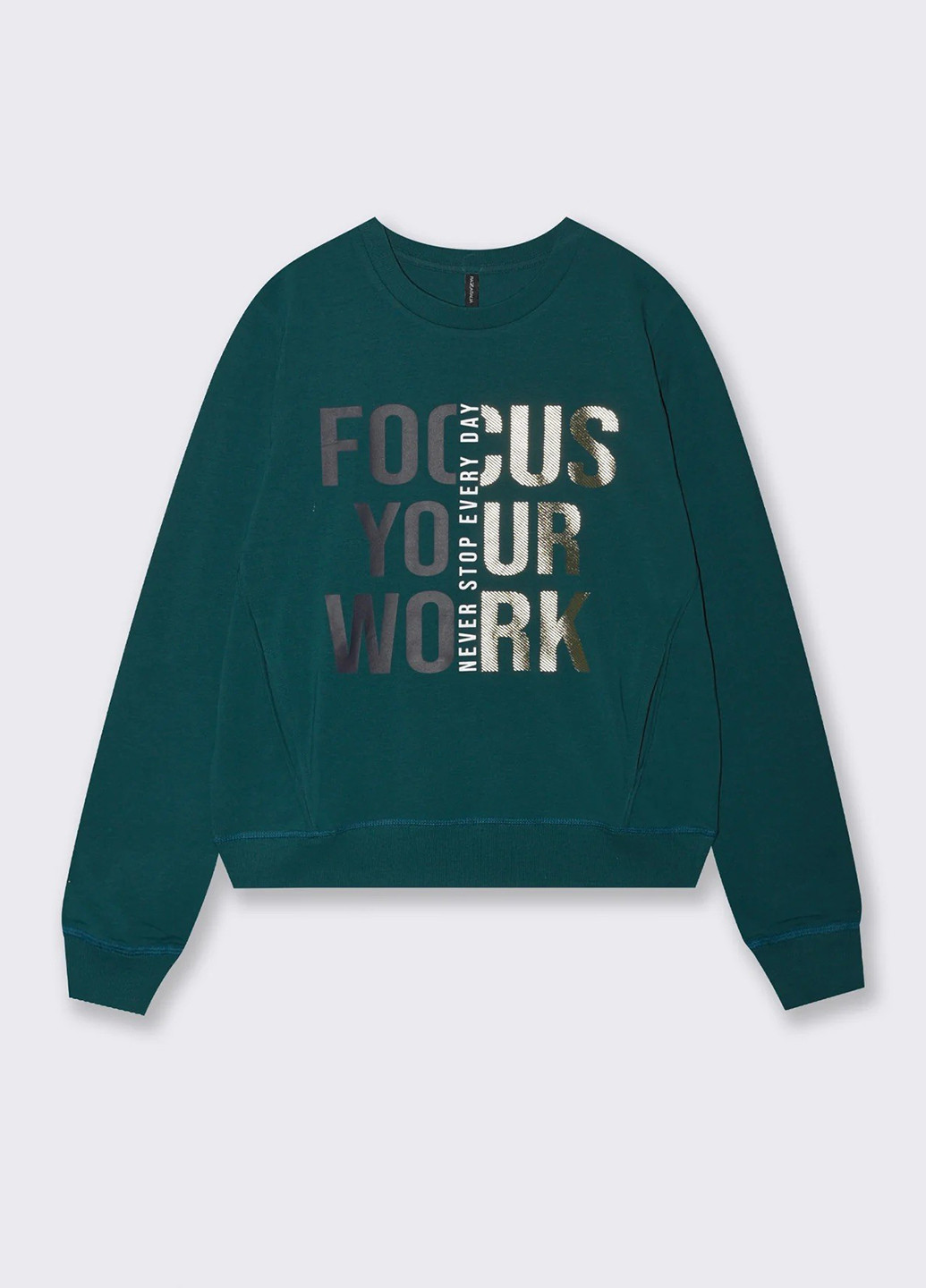 Бутылочный зеленый свитшот Piazza Italia надпись без декора (363048316)