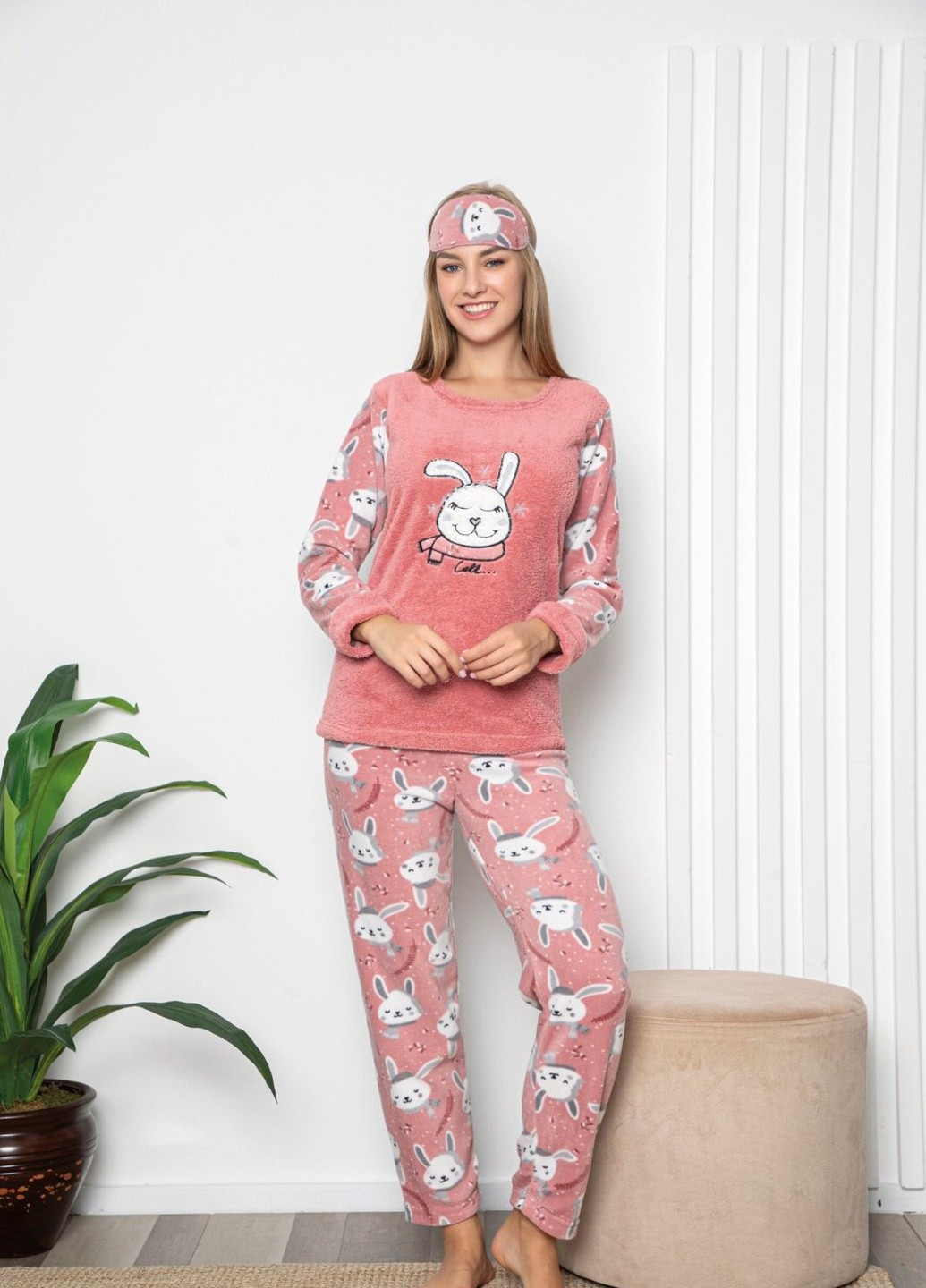 Кавова зимня комплект велсофт (лонгслив, штани) Glisa Pijama
